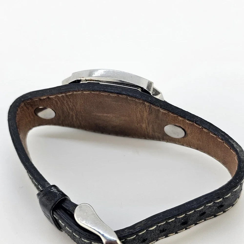 Relic Women's Watch 26mm Gray Dial Black Leather‎ Cuff Band New Battery